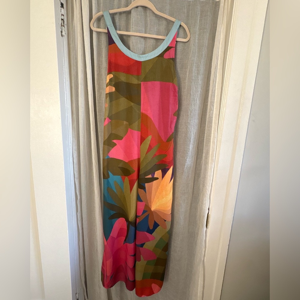 Farm Rio Anthropologie Multicolor Abstract Floral Carioca Winter Jumpsuit size S - Picture 6 of 16
